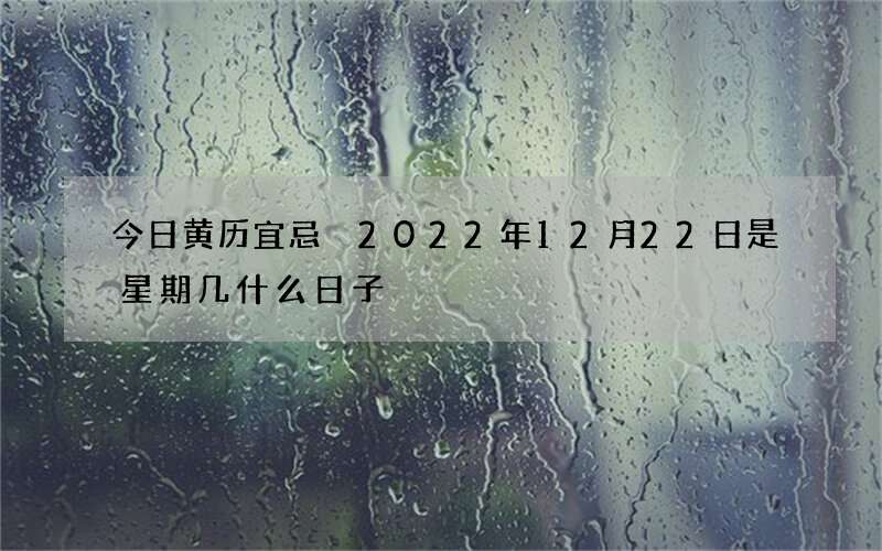 今日黄历宜忌 2022年12月22日是星期几什么日子